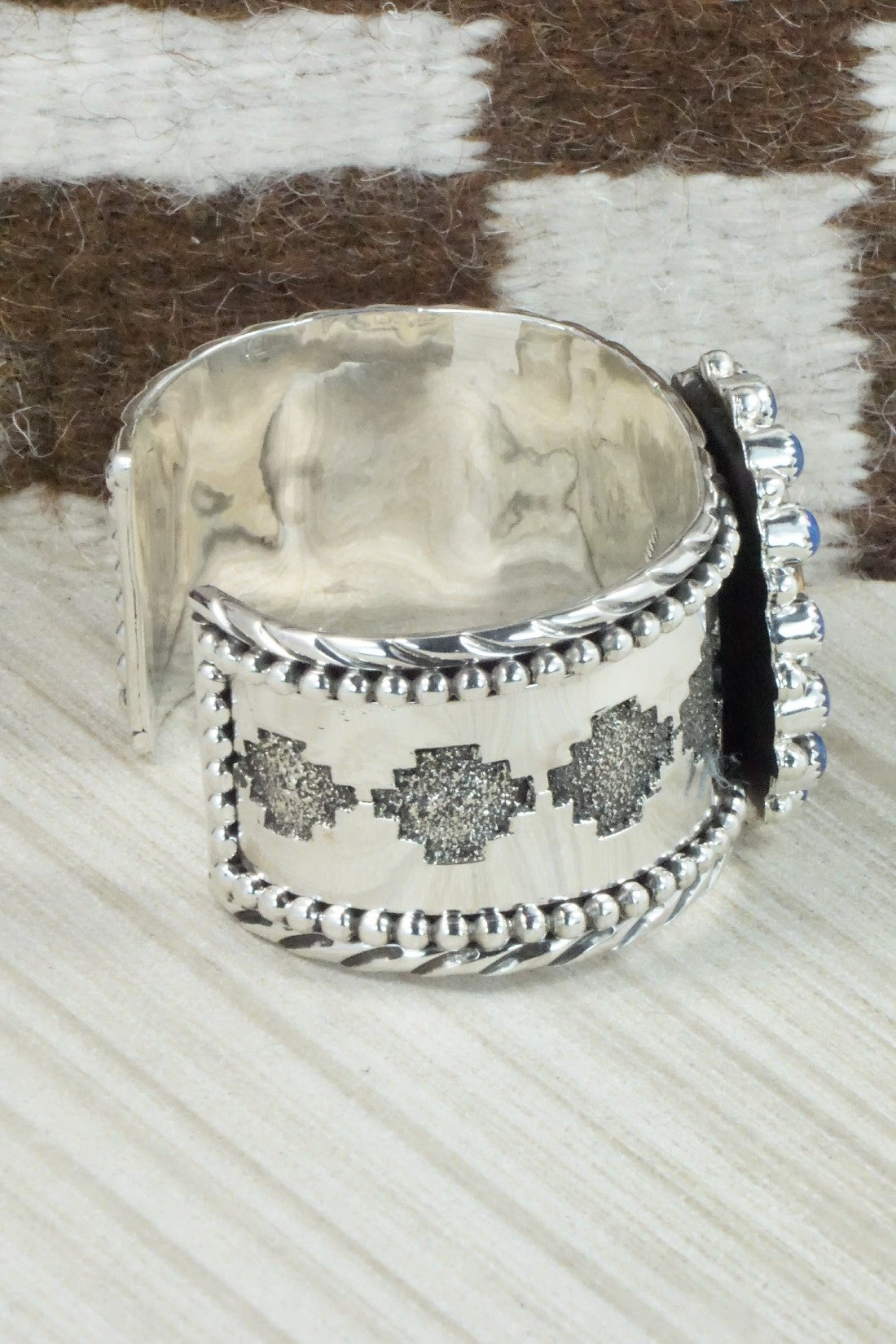 White Buffalo, Lapis & Sterling Silver Bracelet - Sandra Parkett