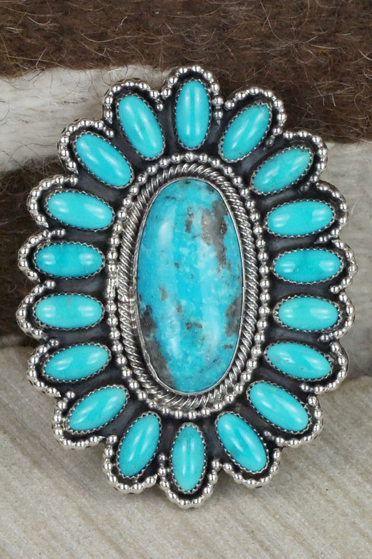 Turquoise and Sterling Silver Ring - Hemerson Brown - Size 9 (Adj.)
