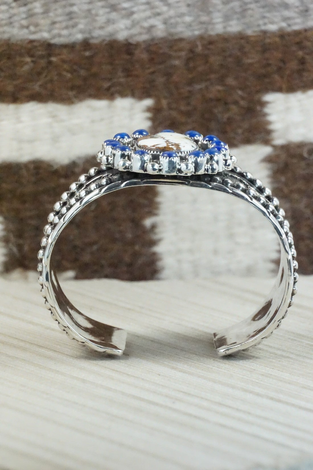 White Buffalo, Lapis & Sterling Silver Bracelet - Sandra Parkett