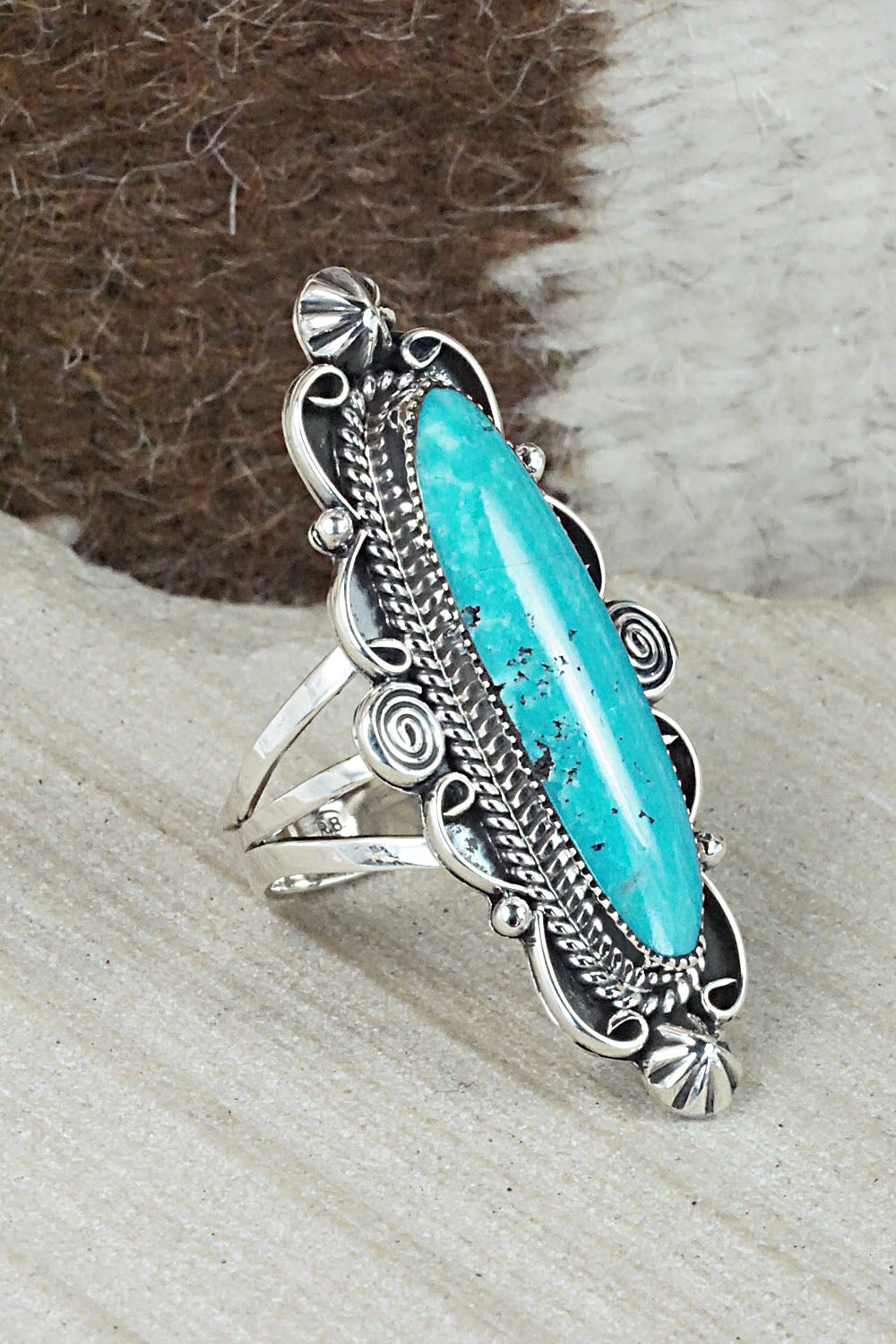 Turquoise & Sterling Silver Ring - Marie Jones - Size 8.25