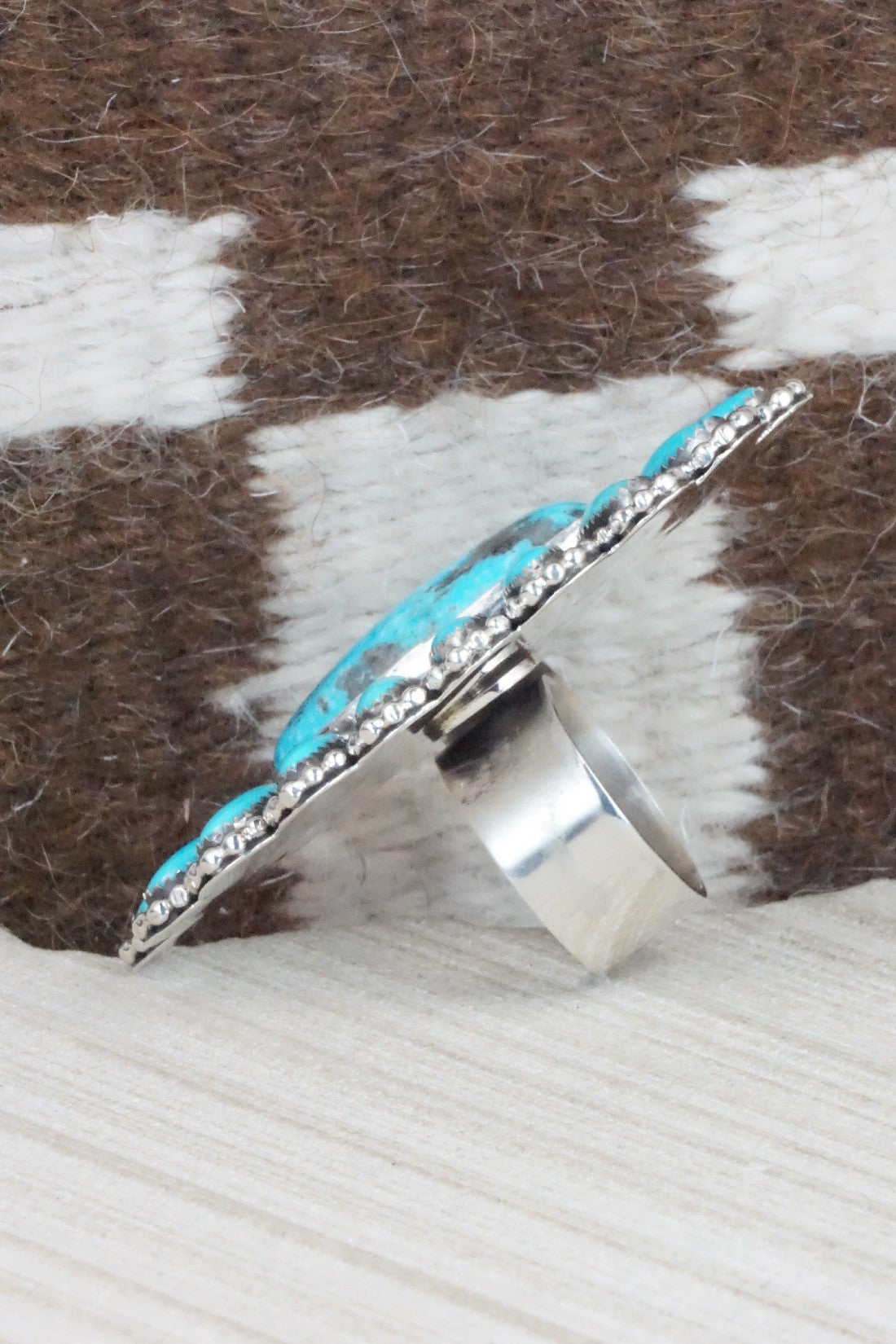 Turquoise and Sterling Silver Ring - Hemerson Brown - Size 9 (Adj.)