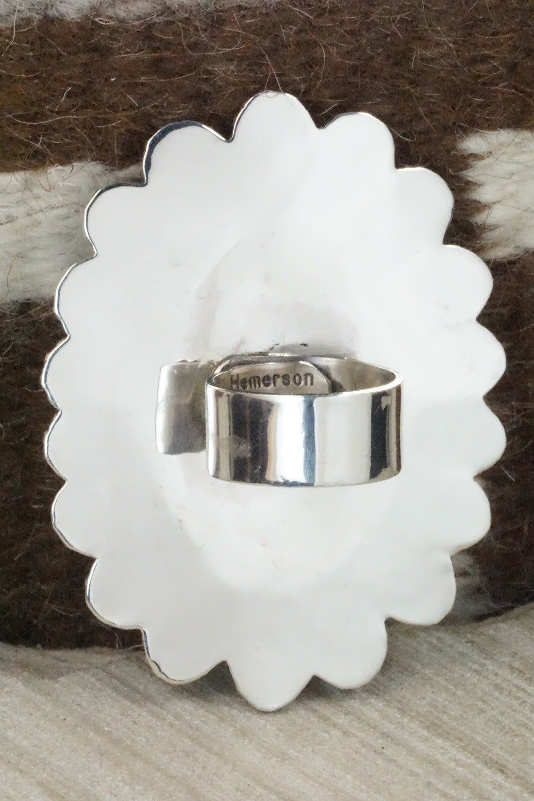 Turquoise and Sterling Silver Ring - Hemerson Brown - Size 9 (Adj.)