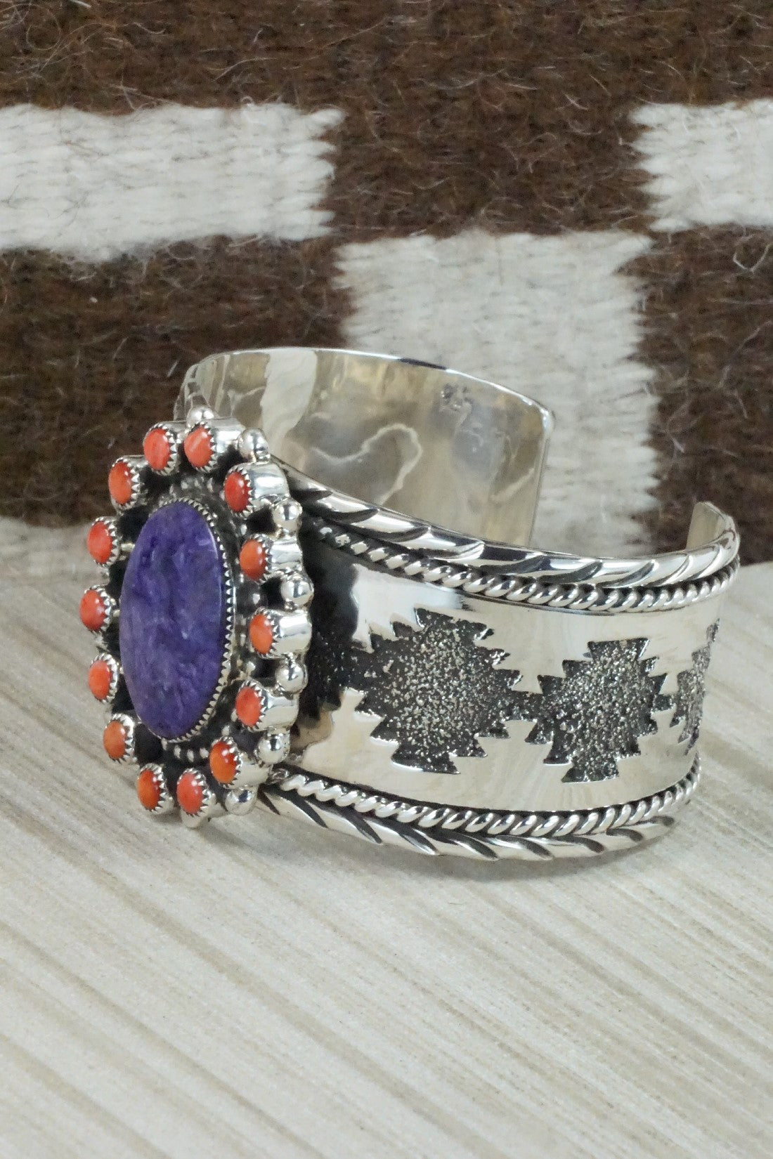 Charoite, Spiny Oyster & Sterling Silver Bracelet - Sandra Parkett