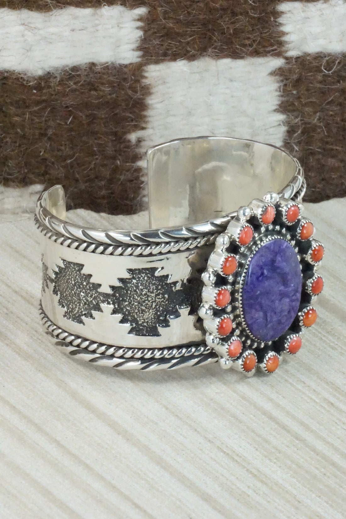 Charoite, Spiny Oyster & Sterling Silver Bracelet - Sandra Parkett