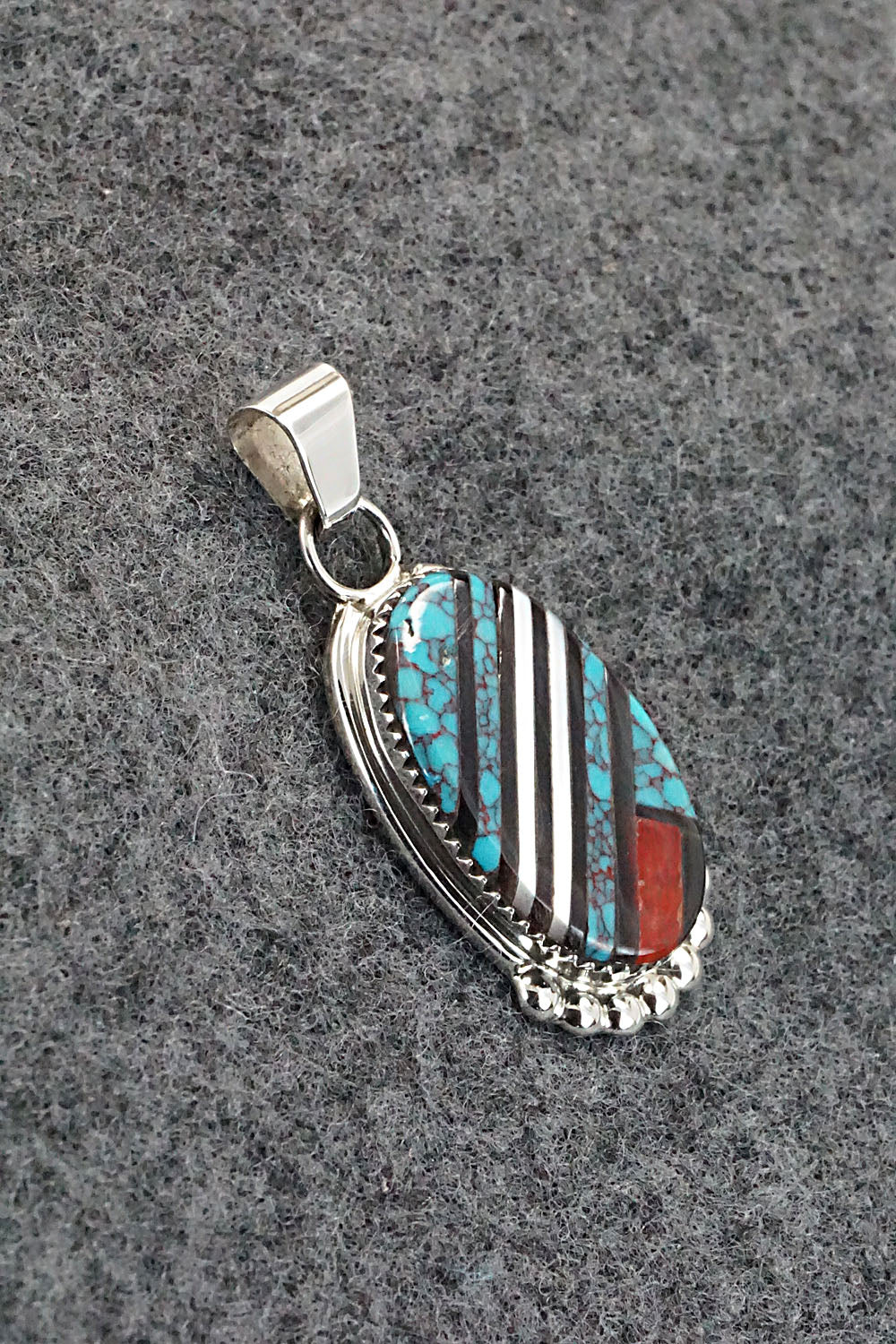 Multi Stone & Sterling Silver Inlay Pendant - Wayne Haloo