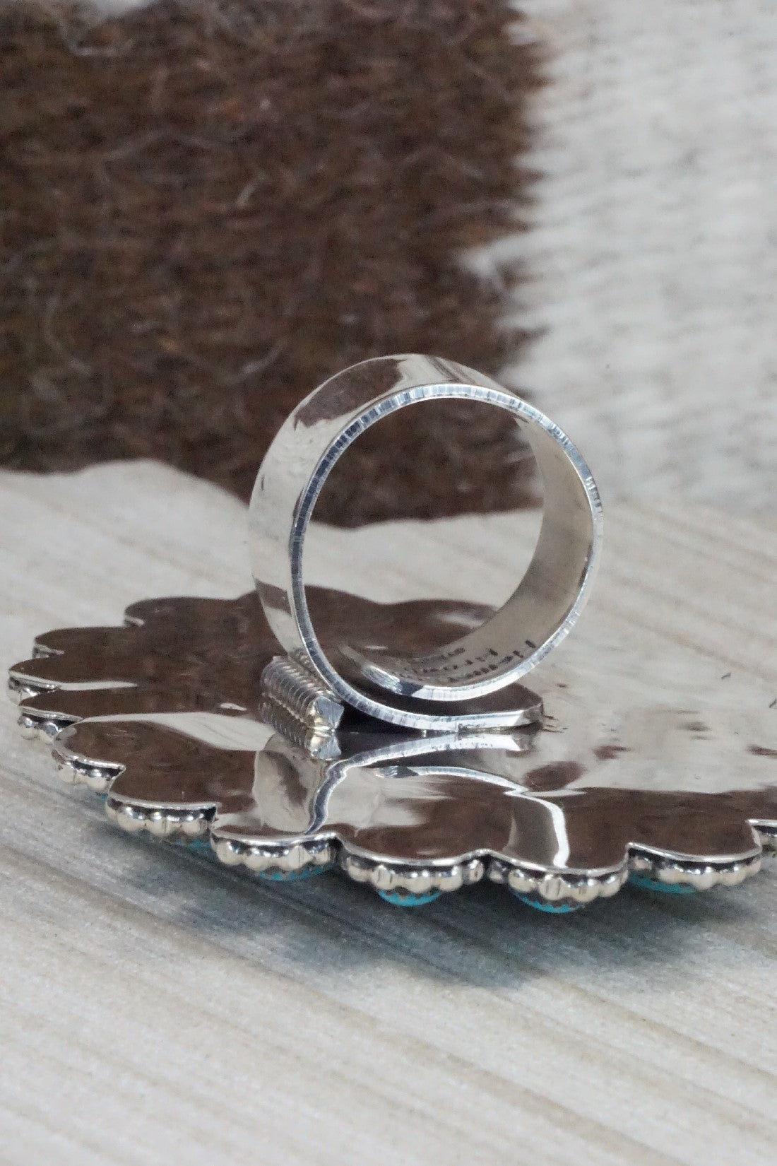 Turquoise and Sterling Silver Ring - Hemerson Brown - Size 9 (Adj.)