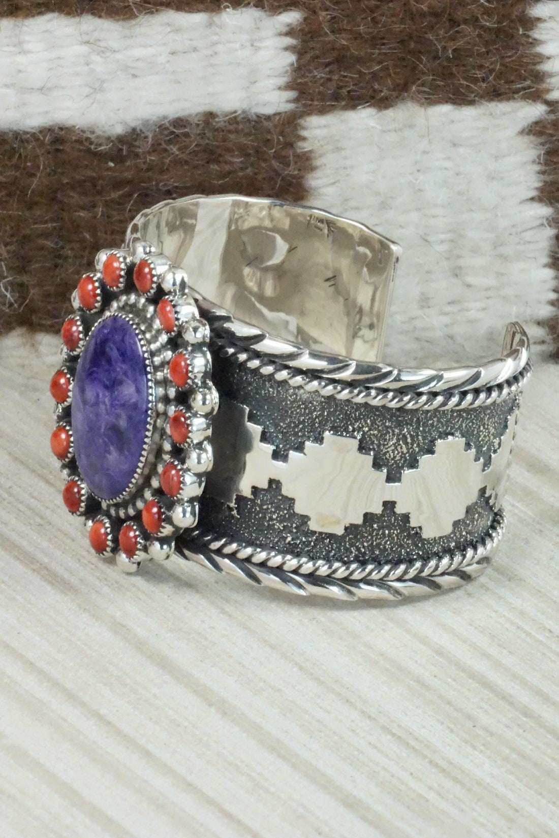 Charoite, Spiny Oyster & Sterling Silver Bracelet - Sandra Parkett