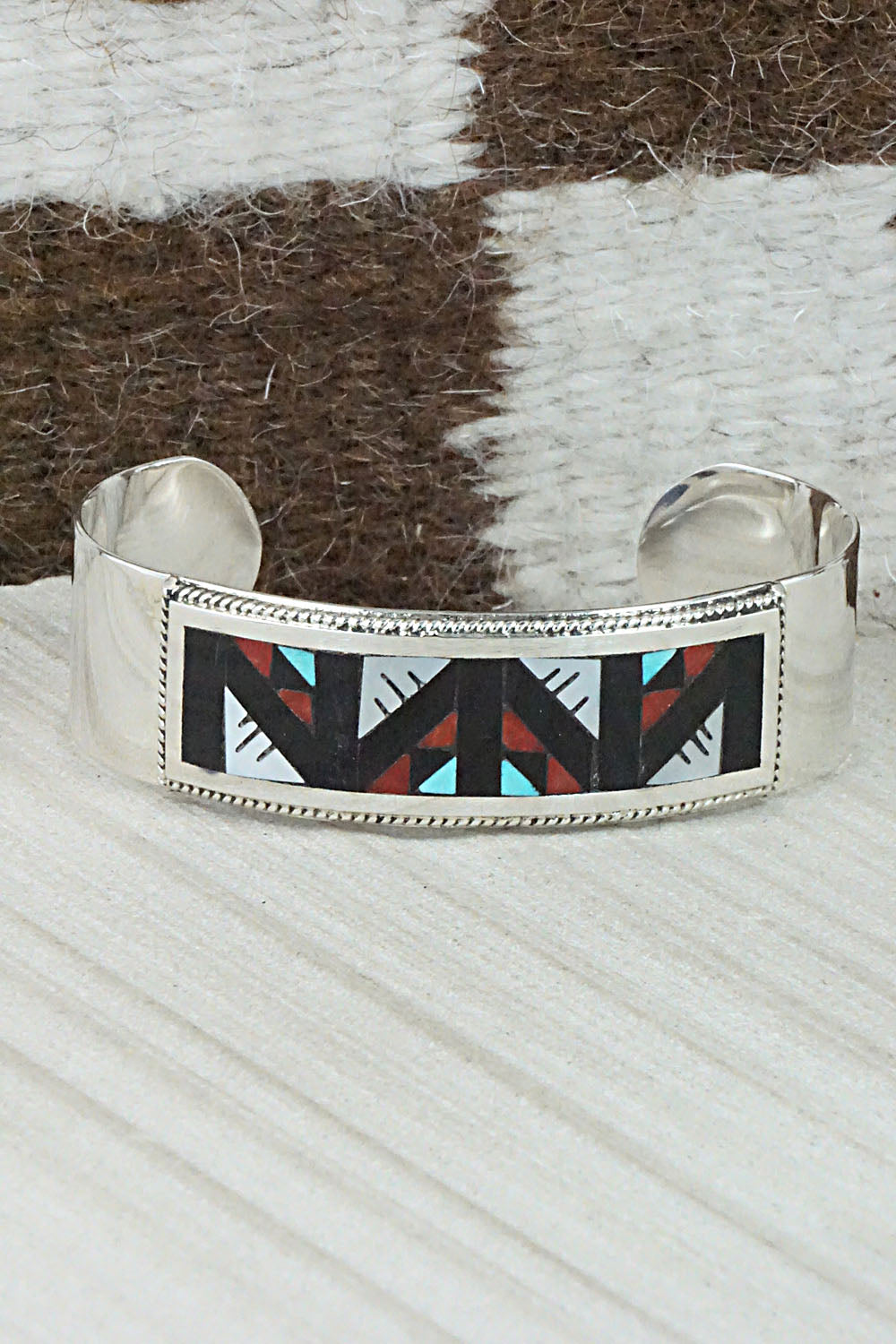 Multi Stone & Sterling Silver Inlay Bracelet - Leander Othole