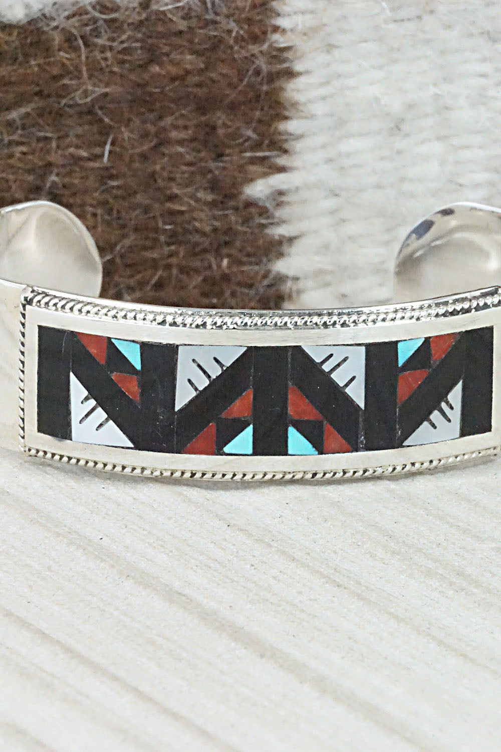 Multi Stone & Sterling Silver Inlay Bracelet - Leander Othole