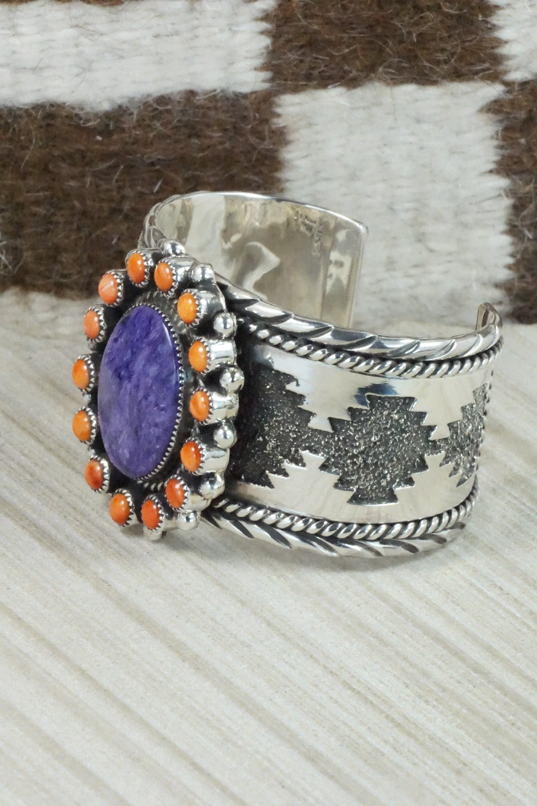 Charoite, Spiny Oyster & Sterling Silver Bracelet - Sandra Parkett