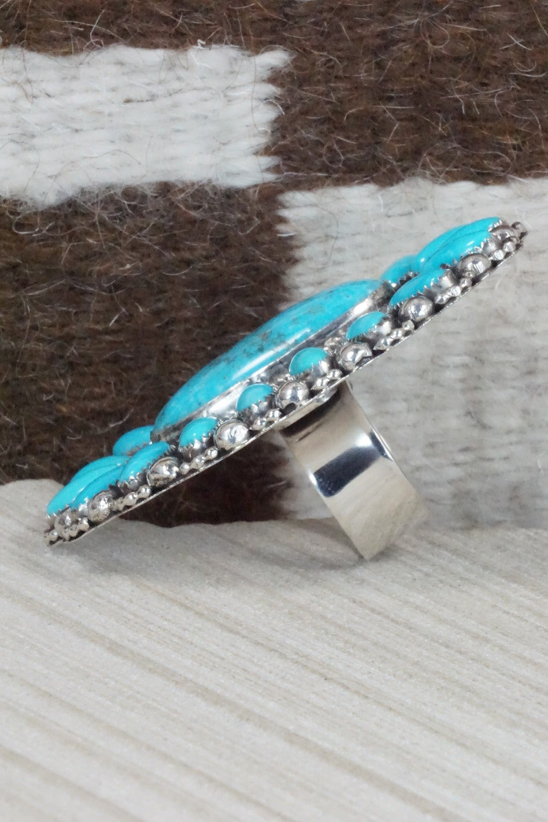 Turquoise and Sterling Silver Ring - Hemerson Brown - Size 9 (adjustable)