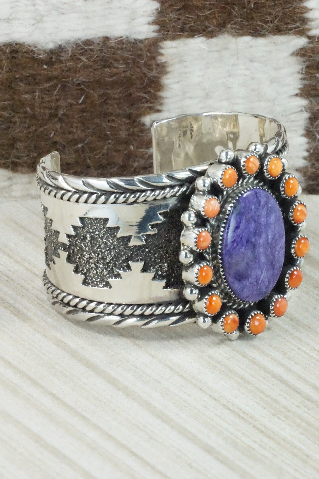 Charoite, Spiny Oyster & Sterling Silver Bracelet - Sandra Parkett