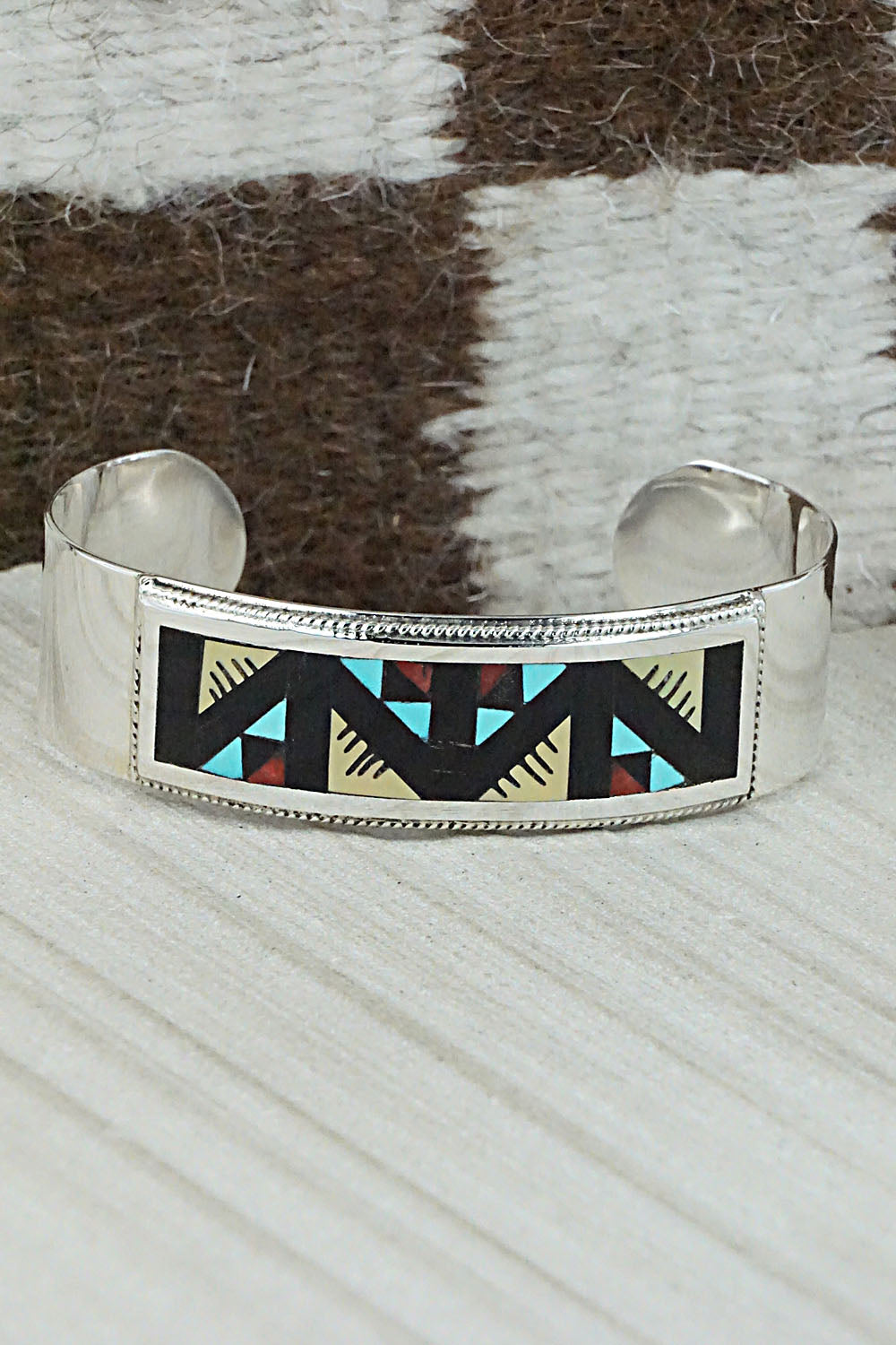 Multi Stone & Sterling Silver Inlay Bracelet - Leander Othole