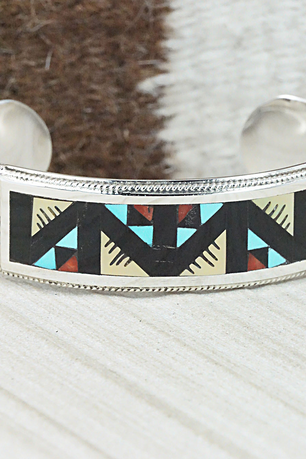 Multi Stone & Sterling Silver Inlay Bracelet - Leander Othole