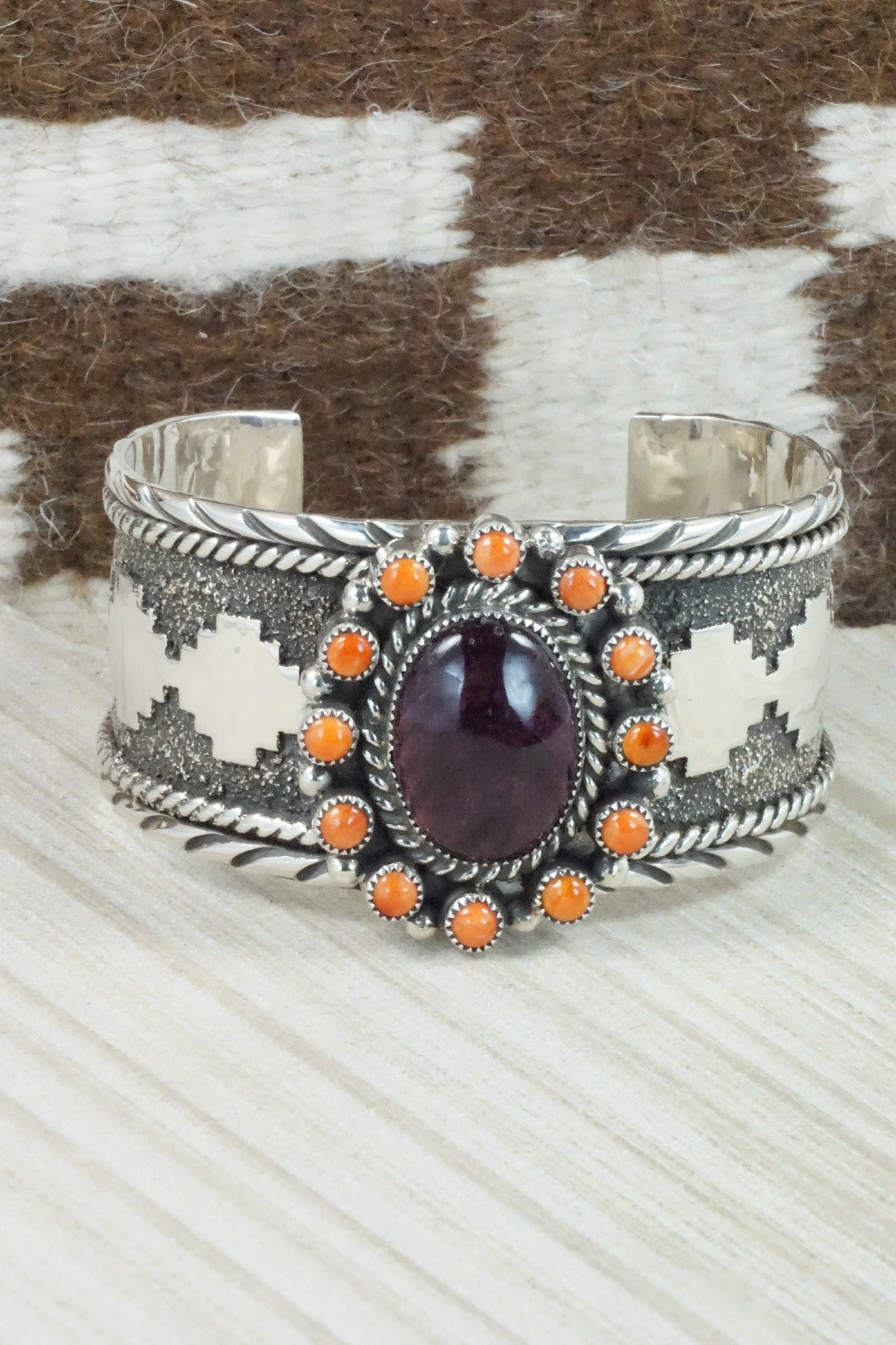 Spiny Oyster & Sterling Silver Bracelet - Sandra Parkett