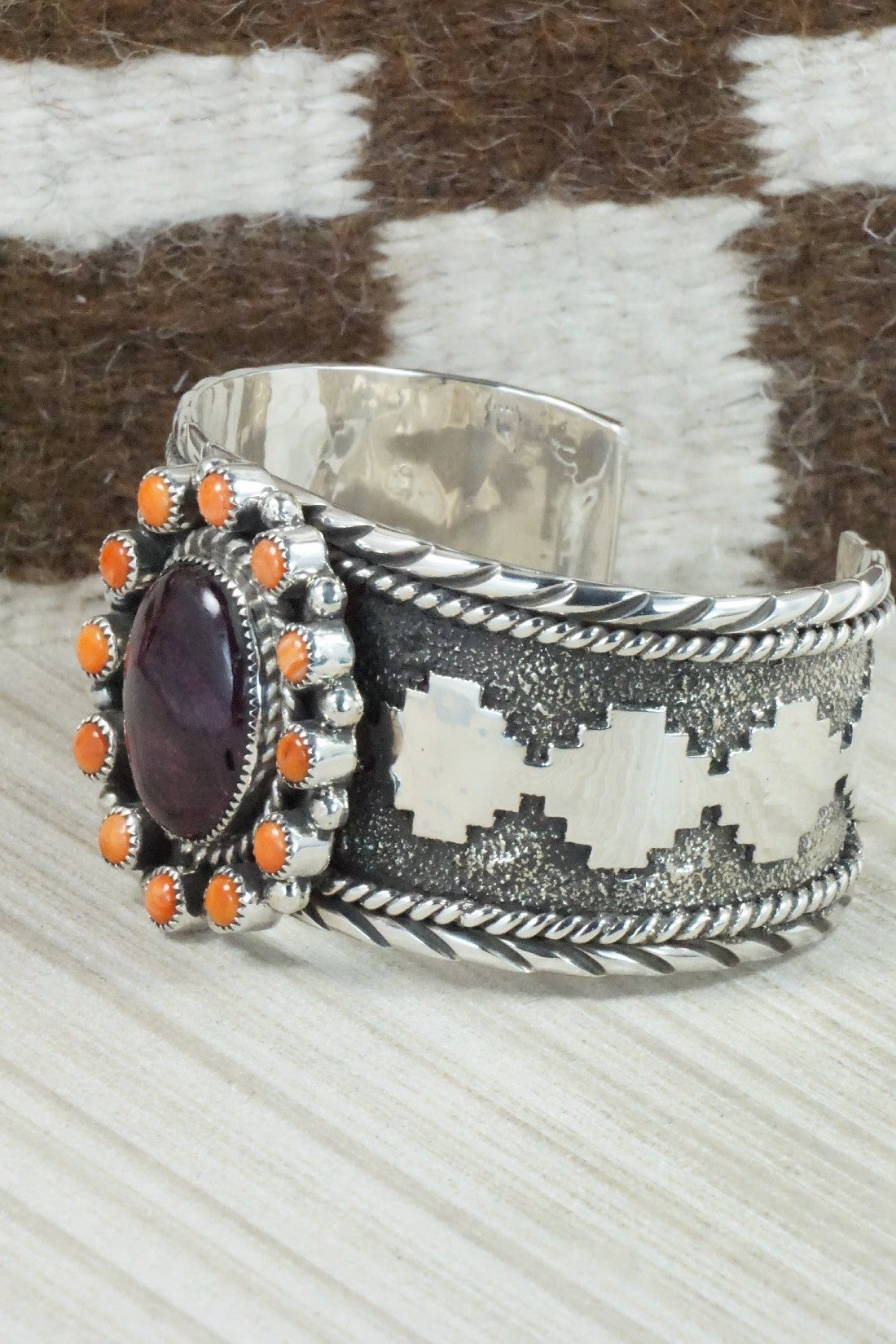 Spiny Oyster & Sterling Silver Bracelet - Sandra Parkett
