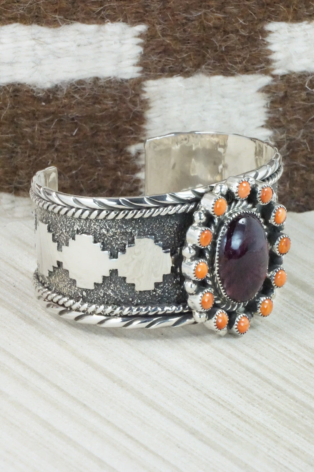Spiny Oyster & Sterling Silver Bracelet - Sandra Parkett