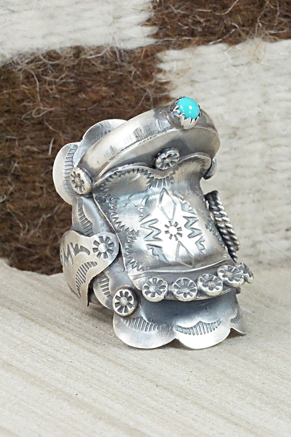 Turquoise and Sterling Silver Ring - Tim Yazzie - Size 10