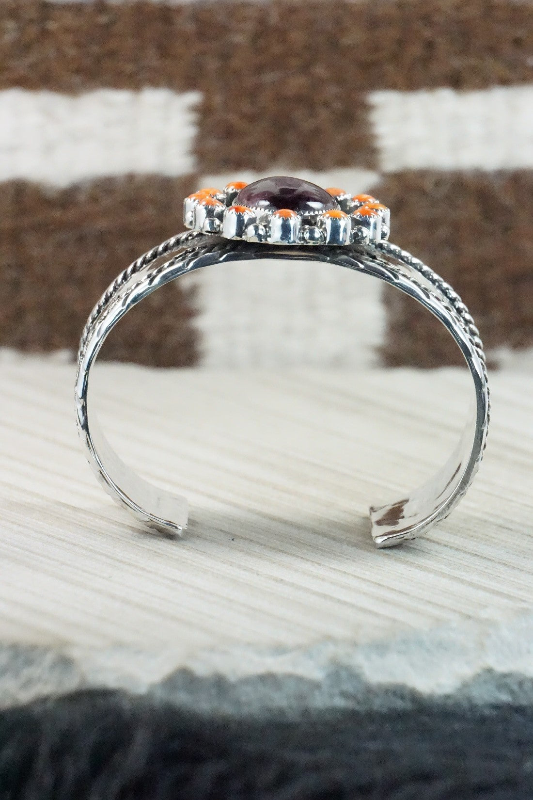 Spiny Oyster & Sterling Silver Bracelet - Sandra Parkett