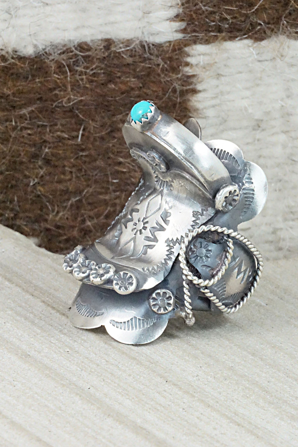 Turquoise and Sterling Silver Ring - Tim Yazzie - Size 10