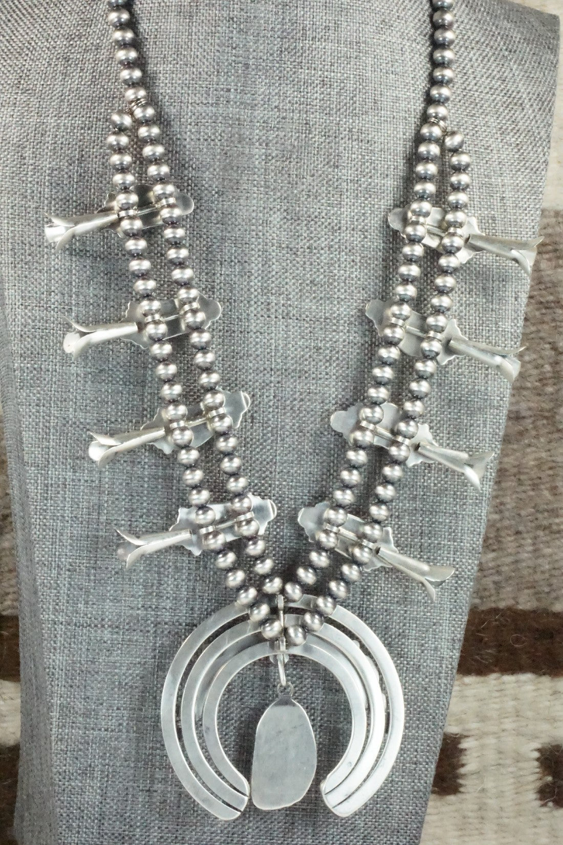 Turquoise, Coral & Sterling Silver Squash Blossom Set - Tom Lewis