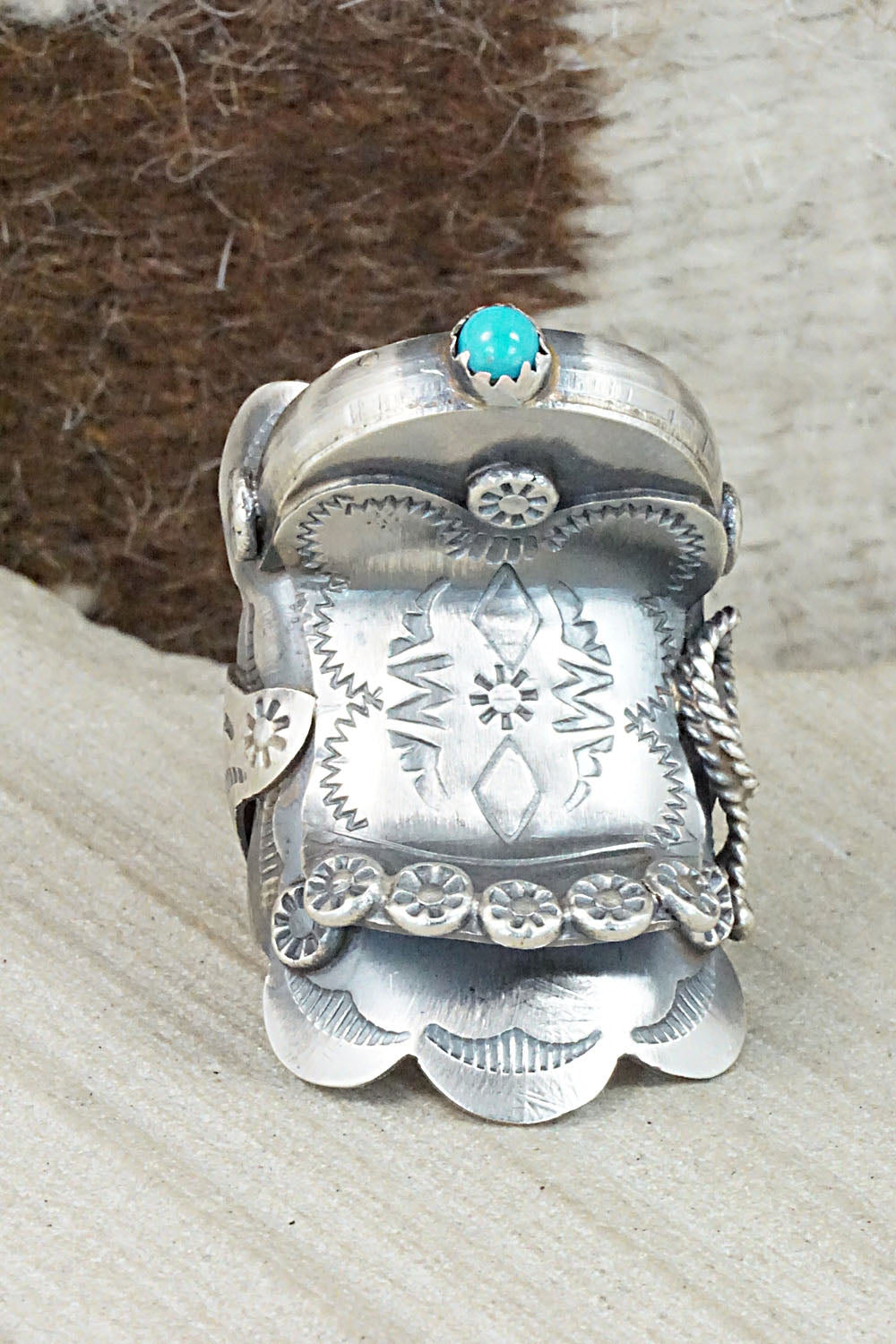 Turquoise and Sterling Silver Ring - Tim Yazzie - Size 9.25
