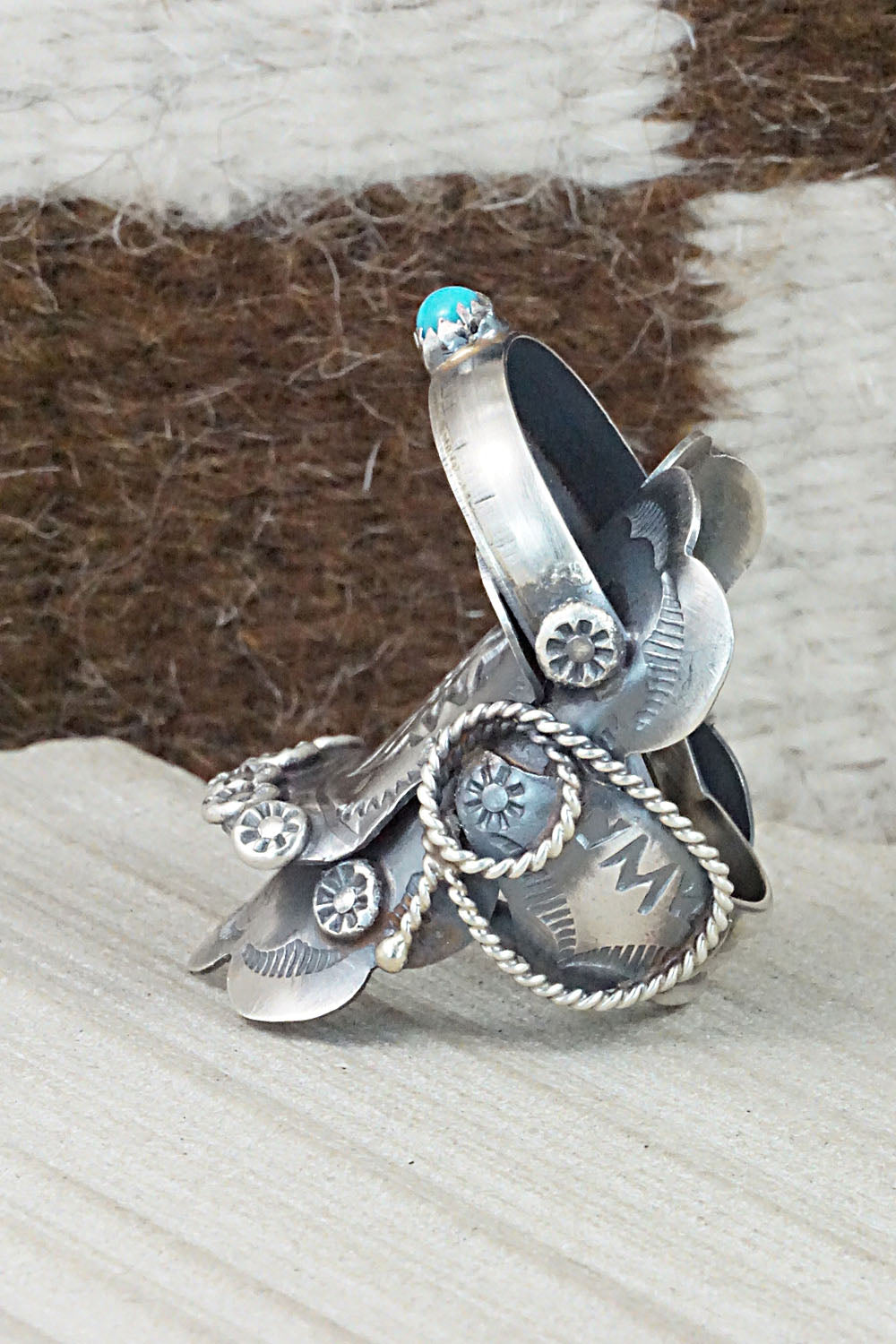 Turquoise and Sterling Silver Ring - Tim Yazzie - Size 9.25