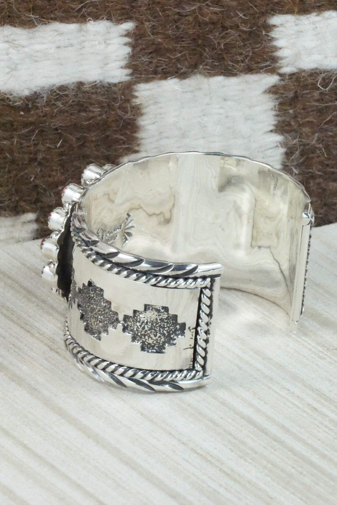 Turquoise, Spiny Oyster & Sterling Silver Bracelet - Sandra Parkett