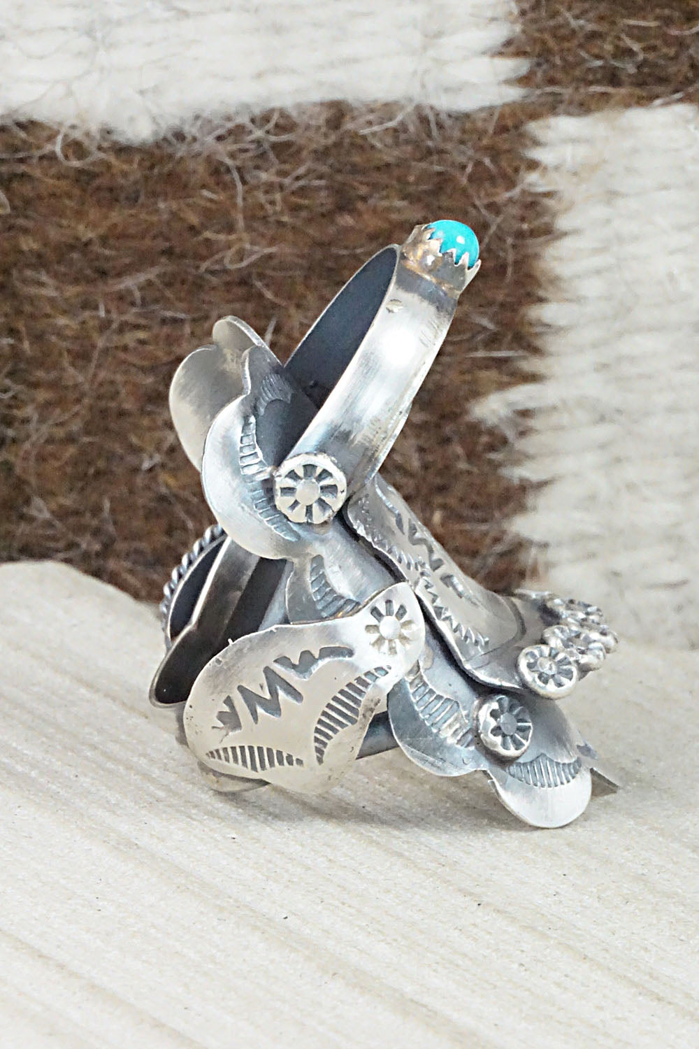 Turquoise and Sterling Silver Ring - Tim Yazzie - Size 9.25
