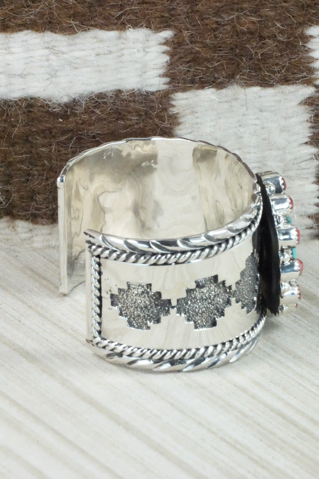 Turquoise, Spiny Oyster & Sterling Silver Bracelet - Sandra Parkett