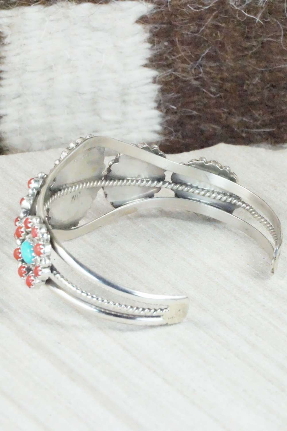 Turquoise, Coral & Sterling Silver Bracelet - Nathaniel Curley