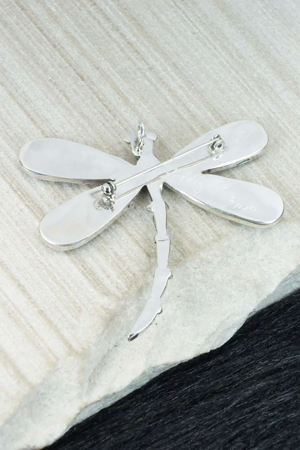 Multi Stone and Sterling Silver Inlay Pendant & Pin - Angus Ahiyite