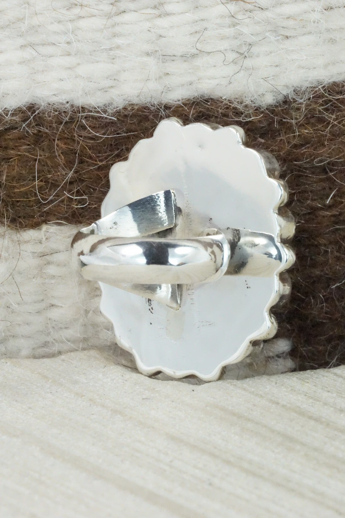 Spiny Oyster & Sterling Silver Ring - Sandra Parkett - Size 7.5 (Adj.)