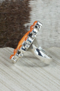 Spiny Oyster & Sterling Silver Ring - Sandra Parkett - Size 9 (Adj.)