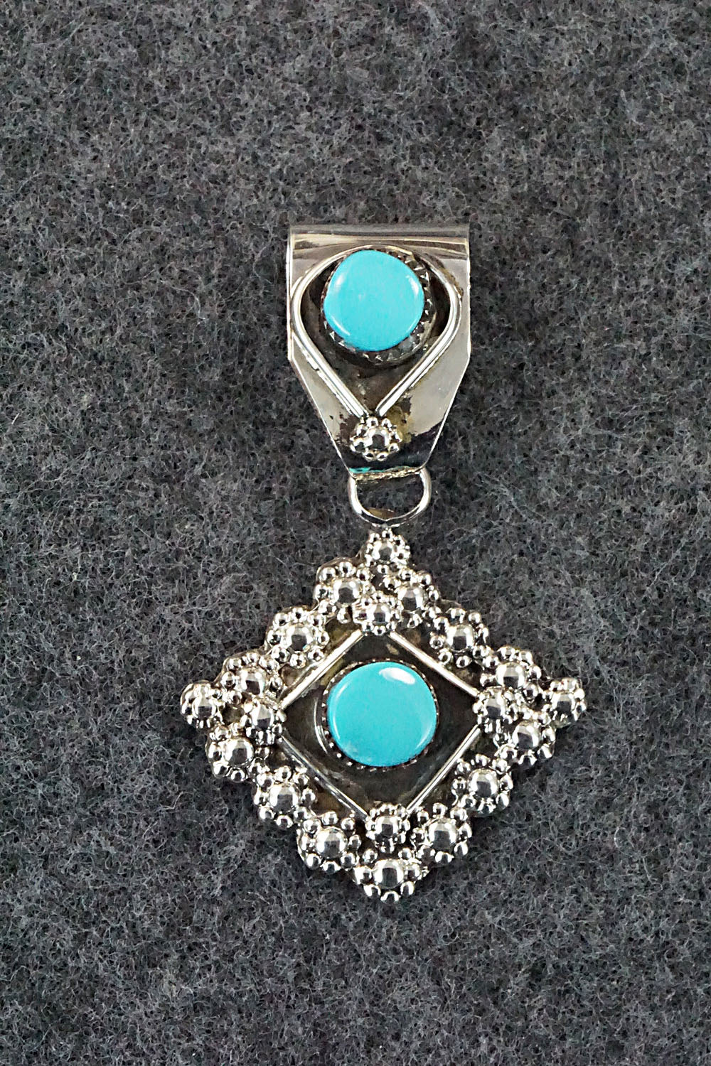 Turquoise and Sterling Silver Pendant - Verdie Booqua