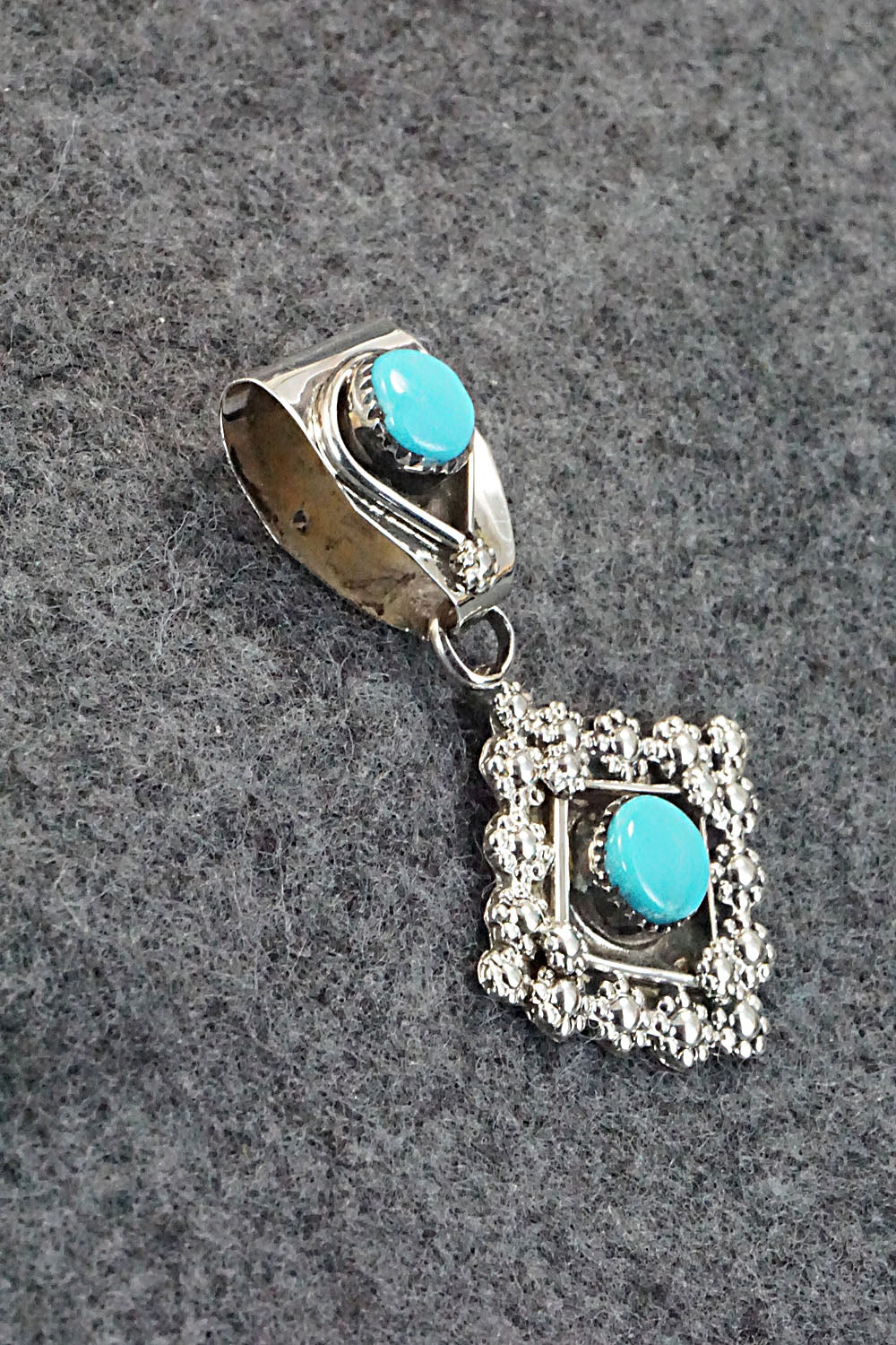 Turquoise and Sterling Silver Pendant - Verdie Booqua