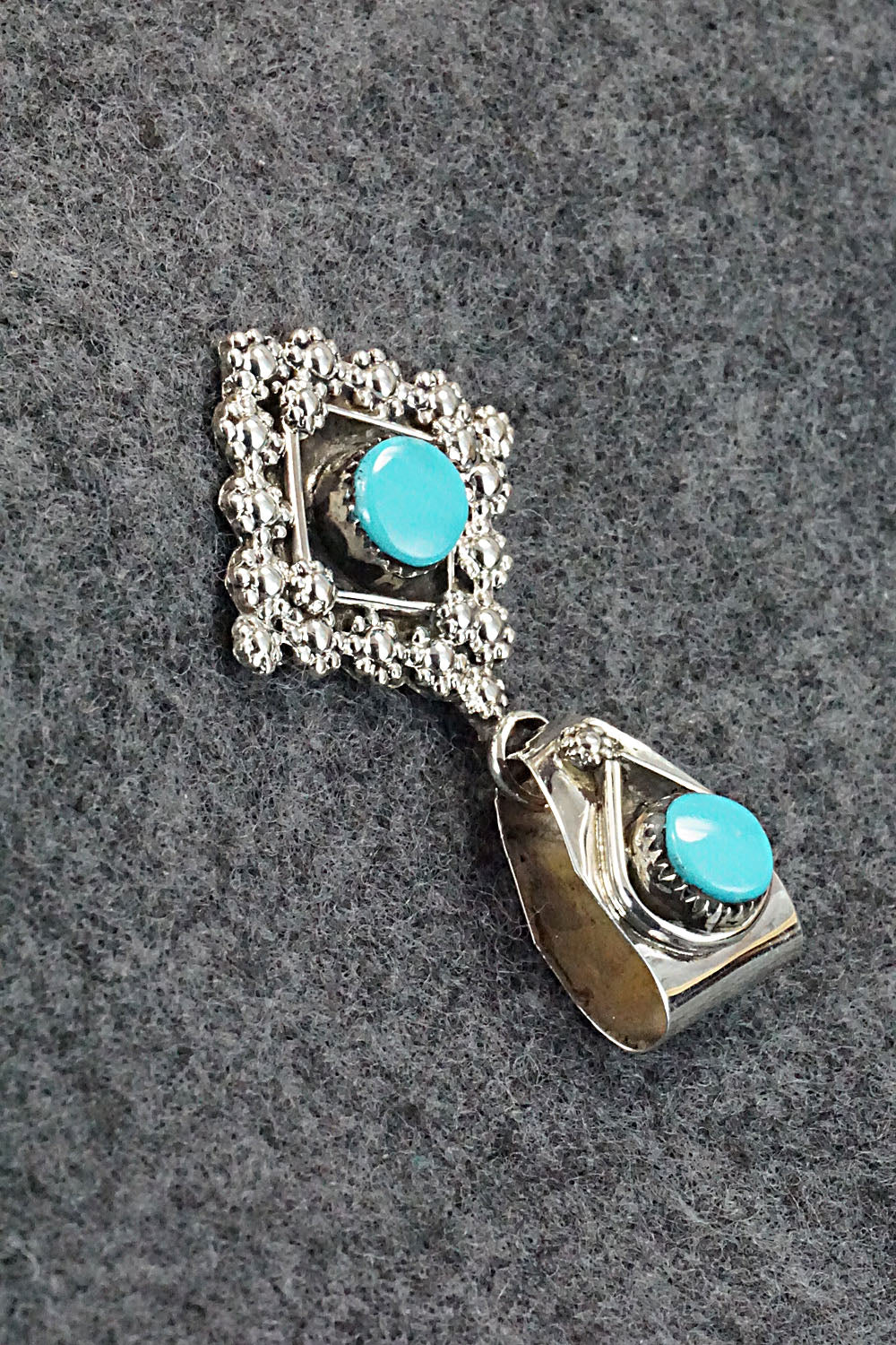 Turquoise and Sterling Silver Pendant - Verdie Booqua