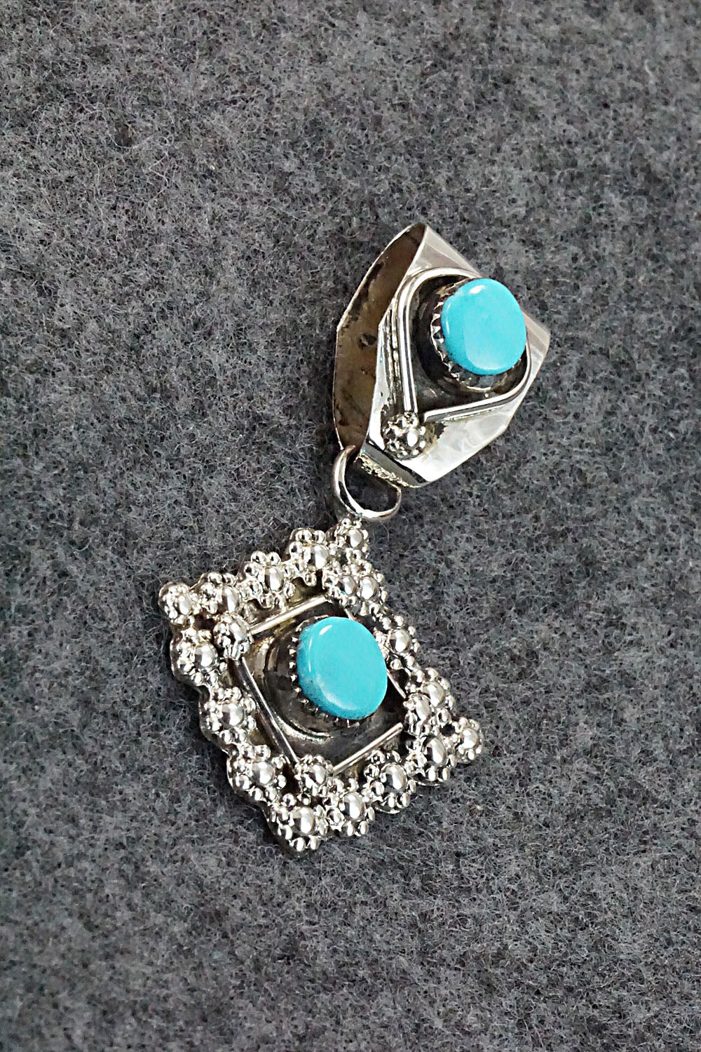Turquoise and Sterling Silver Pendant - Verdie Booqua