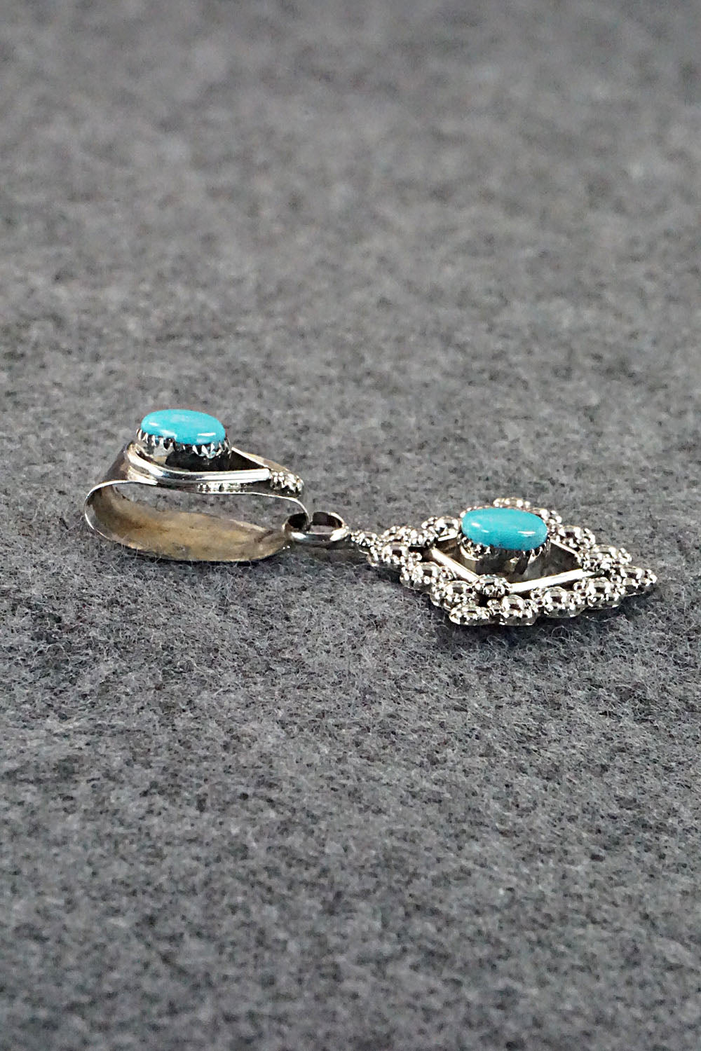 Turquoise and Sterling Silver Pendant - Verdie Booqua