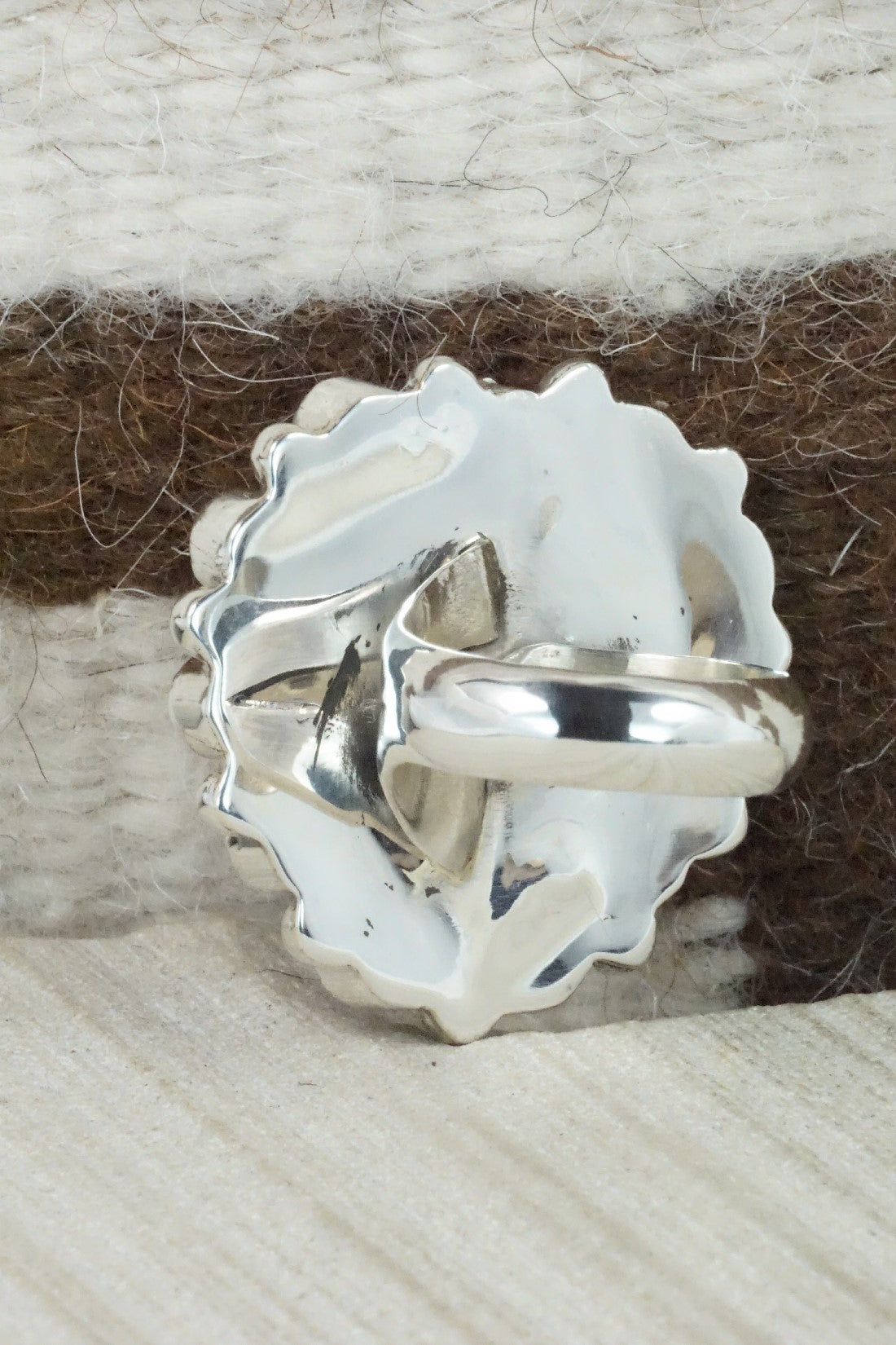 Onyx, Spiny Oyster & Sterling Silver Ring - Sandra Parkett - Size 9 (Adj.)
