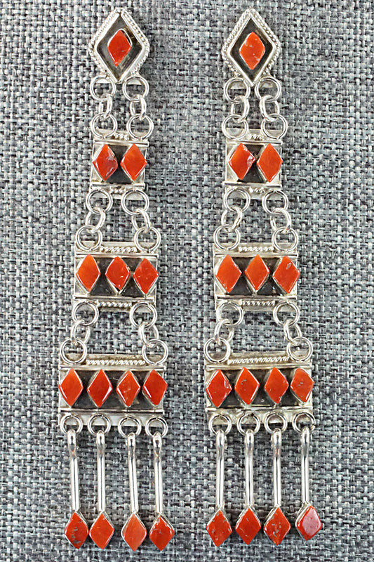 Coral & Sterling Silver Earrings - Priscilla Chavez