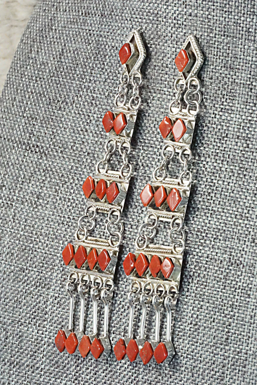 Coral & Sterling Silver Earrings - Priscilla Chavez