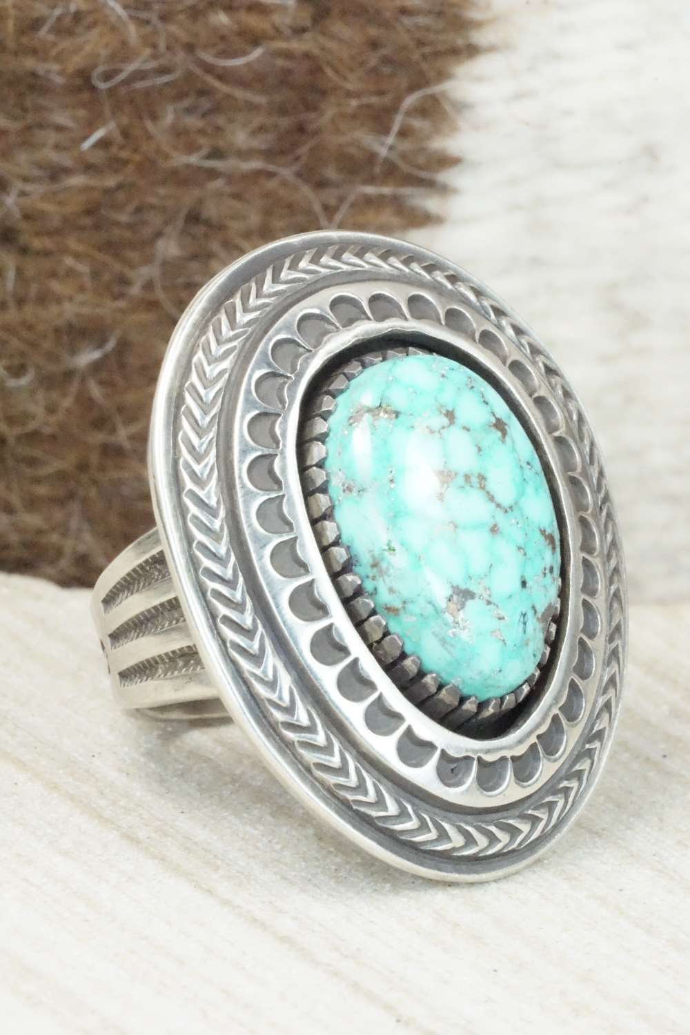 Turquoise & Sterling Silver Ring - Calvin Martinez - 8