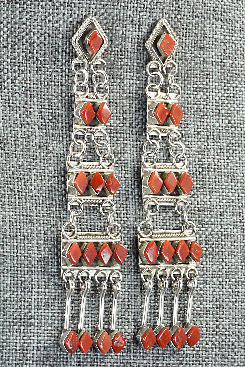 Coral & Sterling Silver Earrings - Priscilla Chavez