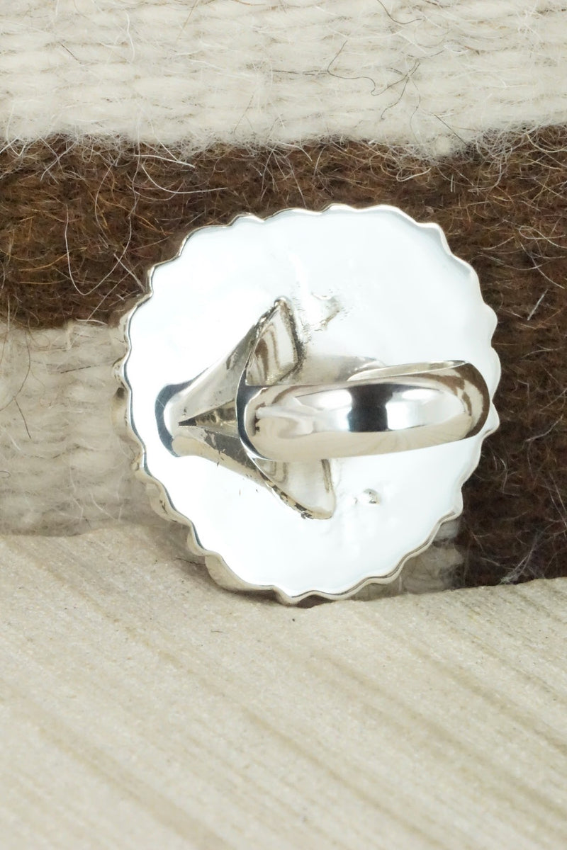 Onyx, Spiny Oyster & Sterling Silver Ring - Sandra Parkett - Size 7.5 (Adj.)