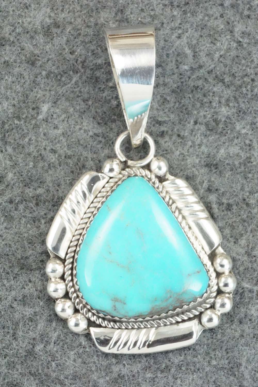 Turquoise and Sterling Silver Pendant - Kenny Calavaza
