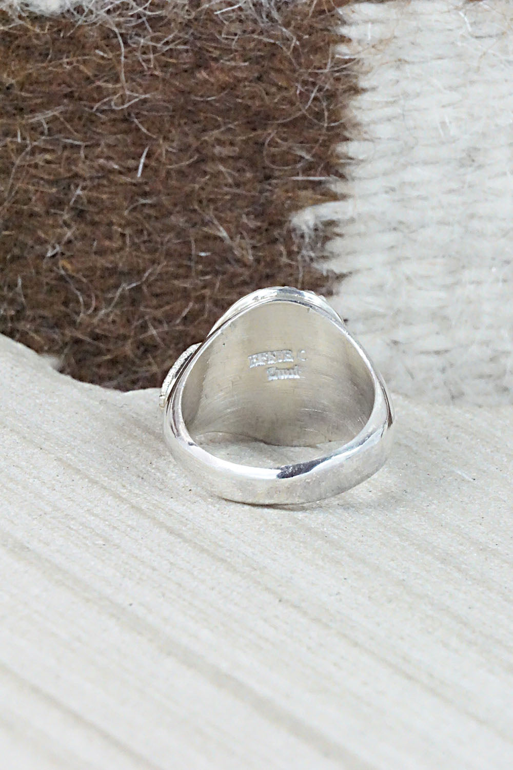 Turquoise, Coral & Sterling Silver Ring - Joy Calavaza - Size 6.5