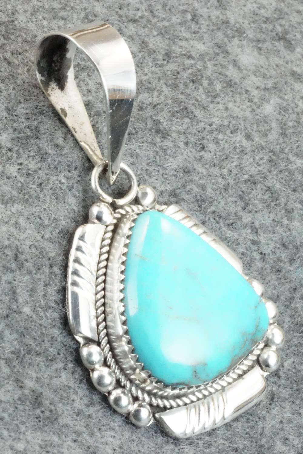 Turquoise and Sterling Silver Pendant - Kenny Calavaza