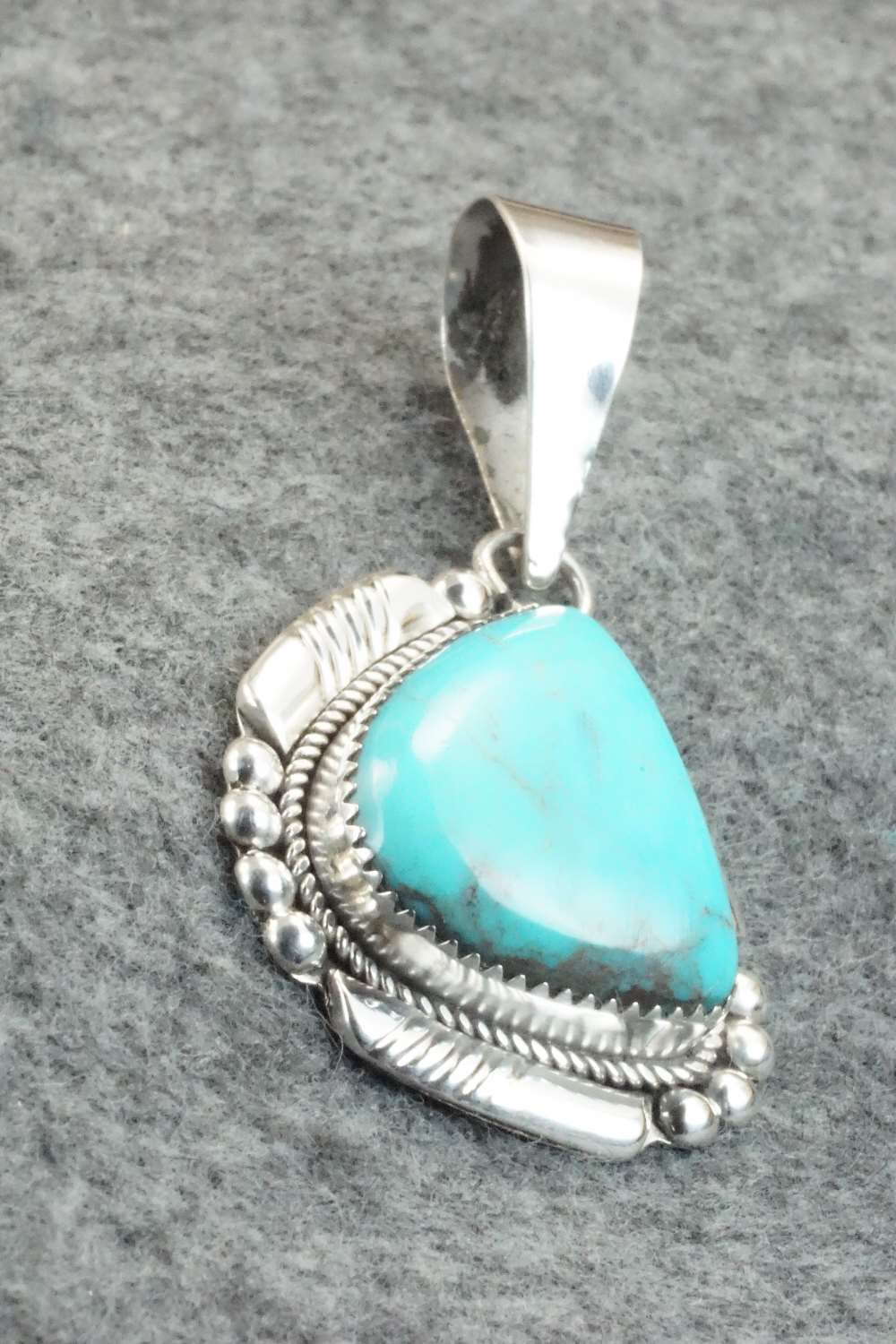 Turquoise and Sterling Silver Pendant - Kenny Calavaza