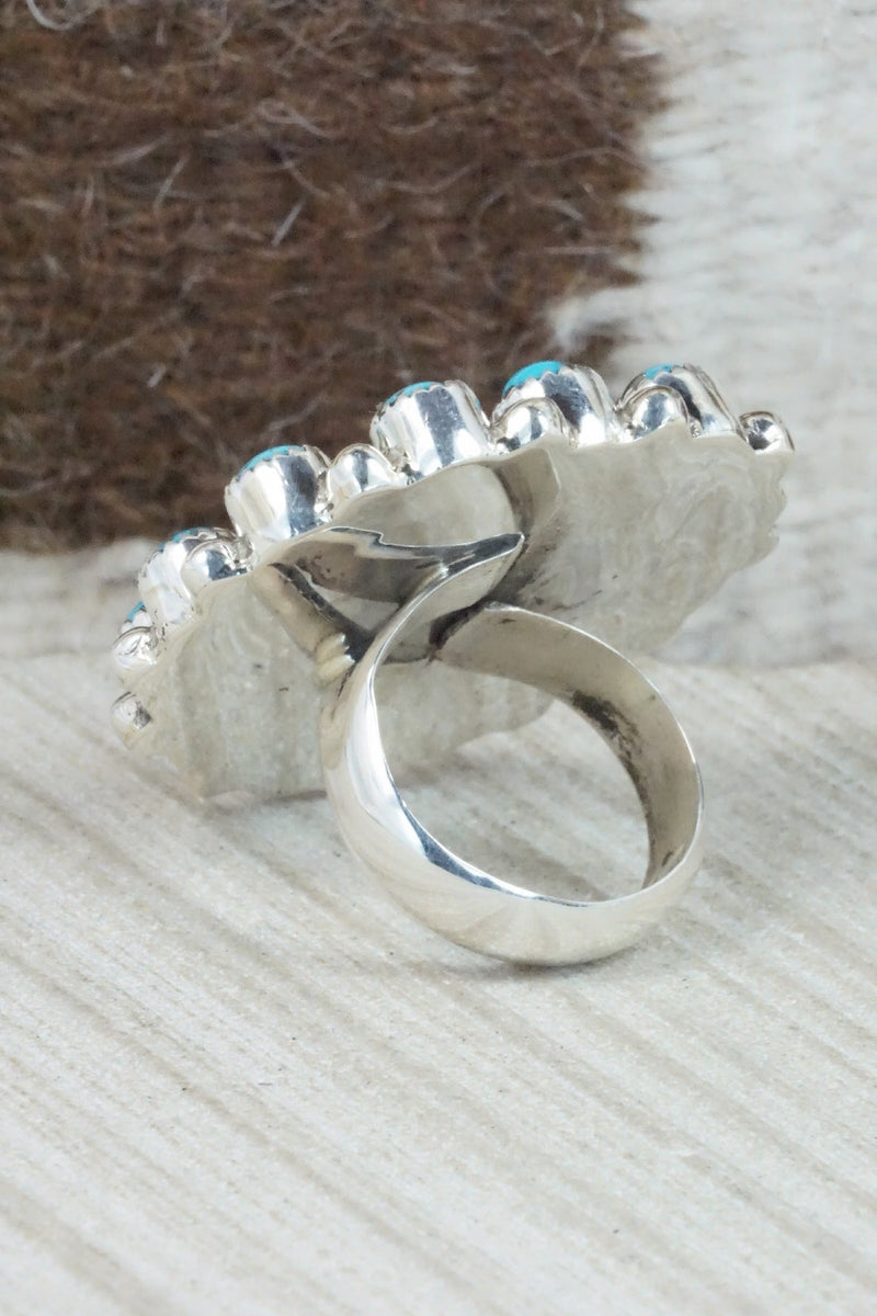 Spiny Oyster, Turquoise & Sterling Silver Ring - Sandra Parkett - Size 7.5 (Adj)